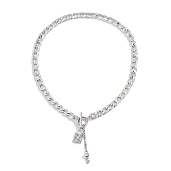 Thick Chain With Shiny Lock And Key Pendant Necklace For Women Trendy Ladies Accessories On The Neck Fashion Jewelry Female - Image 5